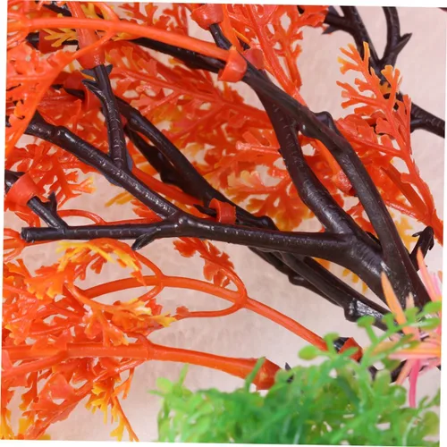 Vista 5 de POPETPOP Árbol para decoración de acuario, pecera, planta de acuario artificial, decoración de peces, base ponderada para agua dulce