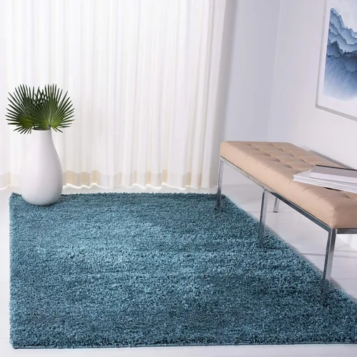 Vista 28 de SAFAVIEH Venus Shag Collection - Alfombra decorativa, 2 pies 2 pulgadas x 4 pies, color azul, diseño sólido, no desprende pelusa y de fácil cuidado