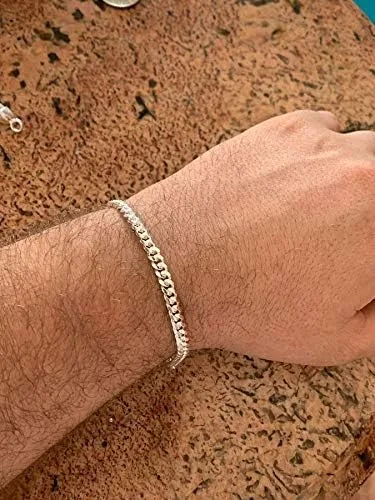 Vista 5 de Harlembling Pulsera de eslabones cubanos Miami de plata de ley 925 0197in 0236in 0315in 0394in 0472in 7 - 9 pulgadas fabricado en Italia para hombre