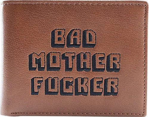 Vista 2 de Cartera plegable de cuero marrón para hombre con frase de Pulp Fiction Men's Bad Mother
