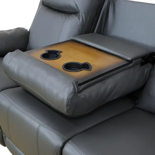 Vista 4 de Air Leather - Juego de sofá reclinable eléctrico con LED, juegos de muebles de sala de estar, juego de sofá reclinable eléctrico con puertos USB