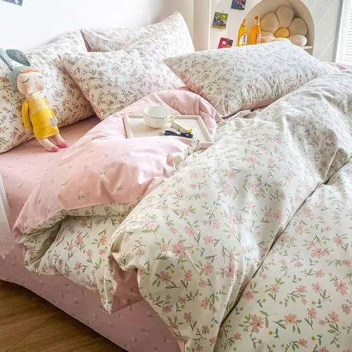Vista 50 de Funda de edredón de algodón floral tamaño individual con volantes de encaje 100% algodón para adolescentes y niñas, juego de ropa de cama de 3
