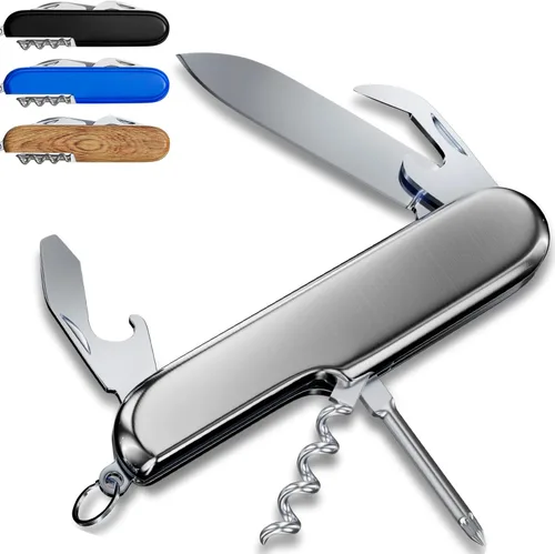 Vista 10 de Cuchillo de bolsillo pequeño 6 en 1 – Llavero multiherramienta – Cuchillo de bolsillo compacto para niños con abridor de botellas, abrelatas