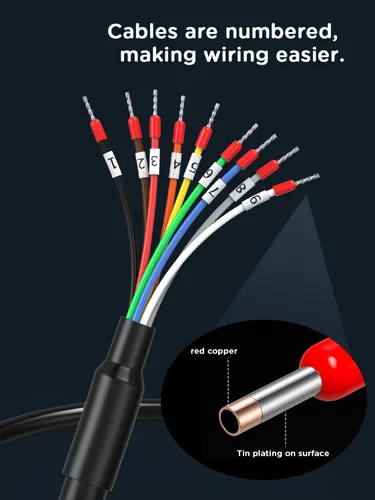 Vista 2 de Cable de extensión serie DB9 de 10 pies, DB9 hembra a cable desnudo con marcador de cable 26AWG, los 9 cables de núcleo equipados con tubos
