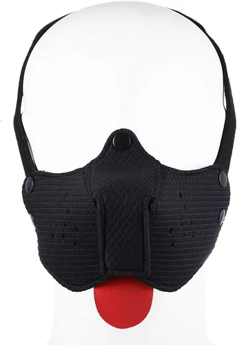 Vista 2 de Bozal de neopreno para cachorro, capucha para perro, máscara de juego, color negro