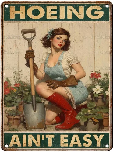 Vista 10 de Letreros vintage de lata de pollo para Coop Retro Garden Letrero de metal Granja Jardinería Girl Poster I Just Want To Work In My Garden And Hang