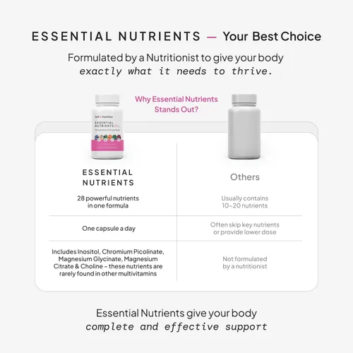 Vista 3 de SELF NUTRITION Multivitamínicos veganos para mujer, una vez al día, 28 nutrientes, aumenta la energía, el sueño, el cabello, la piel, las uñas