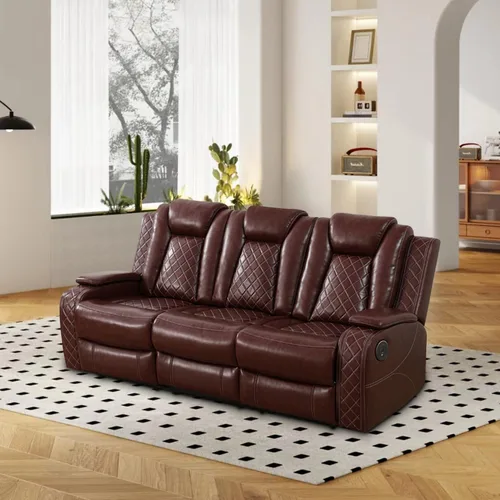 Vista 18 de Sillón reclinable eléctrico para sala de estar, silla reclinable de cuero con LED/almacenamiento, muebles reclinables de 1 plaza, sofá de cuero Negro
