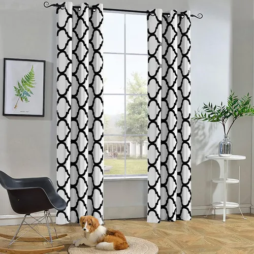 Vista 39 de Melodieux - Cortina opaca con aislamiento térmico y ojales, de estilo marroquí, 100 x 84 pulgadas, color gris (1 panel)