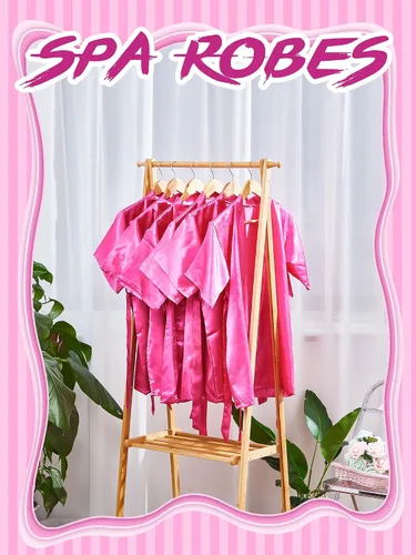 Vista 7 de Jecery 12 piezas de bata de satén floral kimono para niñas, color sólido, bata de spa para boda, fiesta de cumpleaños, baño, albornoces nupciales