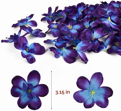 Vista 7 de 60 cabezas de orquídeas artificiales, orquídeas falsas para centros de mesa de boda, decoración de ramos, manualidades, despedida de soltera Púrpura