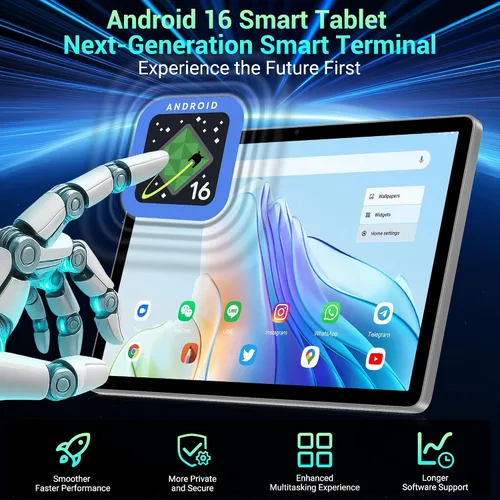 Vista 4 de Tablet Android 16 de 11 pulgadas con Gemini AI, tabletas de pantalla FHD de 2K, 36 GB de RAM 256 GB ROM, Octa-Core T615, 2 en 1 con teclado, 8000