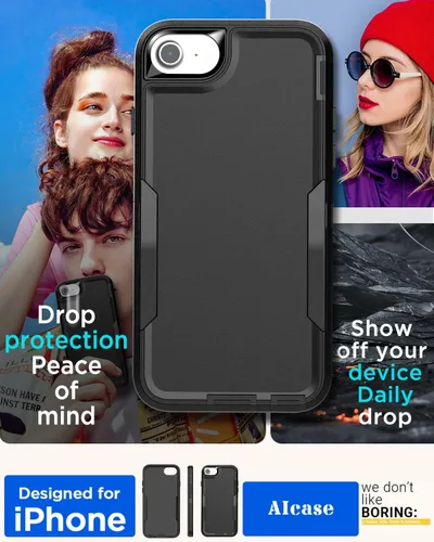 Vista 5 de AICase Funda para iPhone SE 2022/3rd/2020/8/7/6, soporte magnético para automóvil, resistente de 2 capas, duradero, protección de grado militar, a