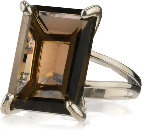 Vista 6 de Smoky Quartz Ring - Emerald Cut Gem Rings for Women - Vibrant Crystal Rings, Statement Rings, Fashion Rings, Birthstone Rings - Handmade Jewelry for