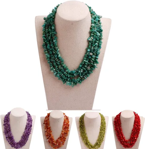 Vista 15 de GEM-Inside - Collar de piedras preciosas moradas con cuentas de cuarzo morado, dije bohemio de moda con soporte de babero, collar de cuentas