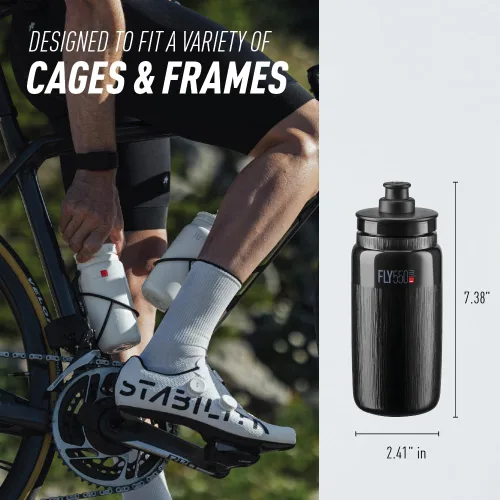 Vista 3 de Elite Fly Tex - Botella de agua de ciclismo de 18.6 fl oz, amaranto, ultraligera, sin BPA, botella deportiva fácil de apretar para carretera, MTB