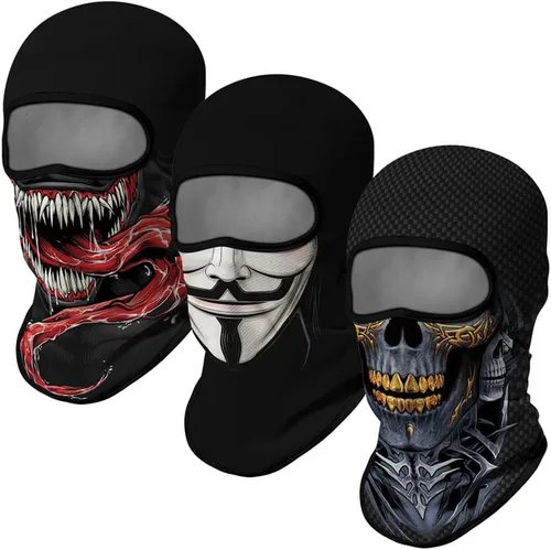 Vista 13 de Red Plume 3 piezas Pasamontañas Máscara de Cara Completa Máscara de Esquí Protección UV Cubierta Máscara de Cara Completa para Motocicleta