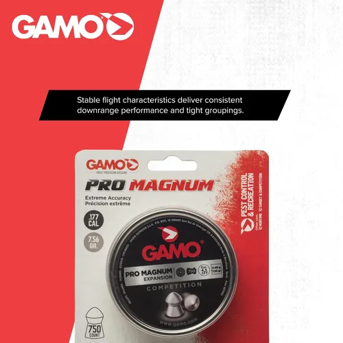 Vista 6 de Gamo Pro Magnum .177 Cal, 7.8 granos, puntiagudo, 750ct