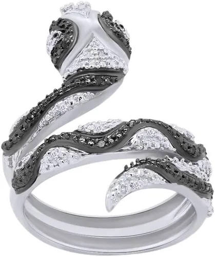 Vista 4 de Jewel Zone US Anillo de compromiso y boda con diamantes naturales en blanco y negro (0,07 quilates)