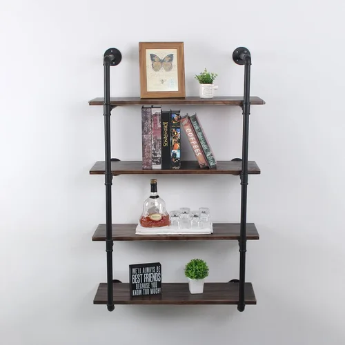 Vista 10 de MBQQ Estante industrial de tubo retro de 24 pulgadas de 2 niveles montado en la pared, estantes flotantes rústicos, estantes de bar de cocina
