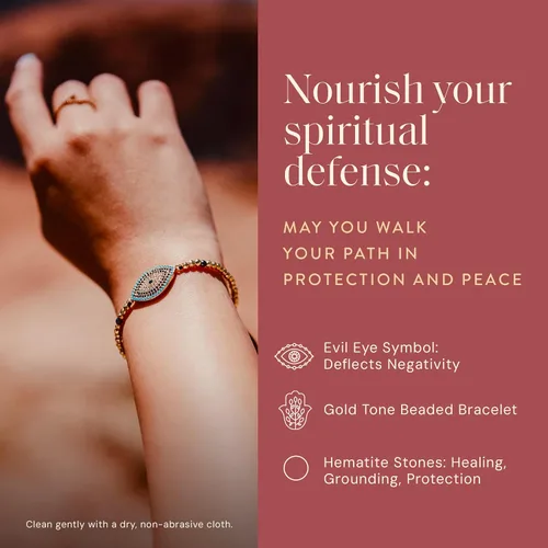 Vista 3 de KARMA AND LUCK - Camina con integridad - Pulsera de hematita genuina para mujer en tono dorado de 5.5 a 7.5 pulgadas con cierre de cordón ajustable
