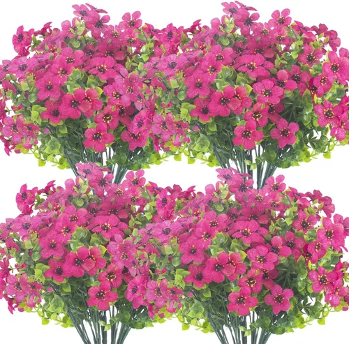 Vista 11 de Grunyia 10 paquetes de flores artificiales para exteriores, resistentes a los rayos UV, flores falsas que no se decoloran, plantas sintéticas