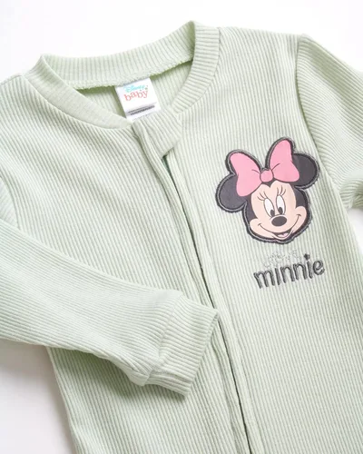 Vista 5 de Disney Mameluco de Minnie Mouse para bebé niña, paquete de 2 mamelucos con pies (0-9 meses)