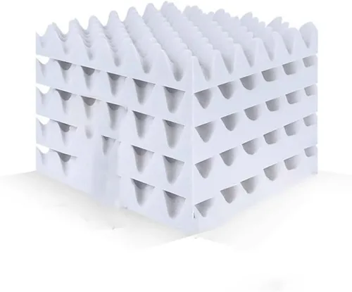 Vista 8 de 12 Pcs Egg Crate Acoustic Foam Panels Studio Acoustic Sponge Sound Proof Wall, Sound Insulation Foam Panels Ceiling(Black)