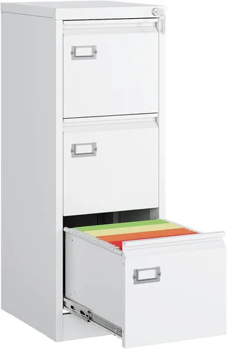 Vista 8 de MIIIKO - Archivador de metal con 3 cajones con ruedas, archivador móvil para debajo del escritorio de oficina en el hogar, archivadores totalmente