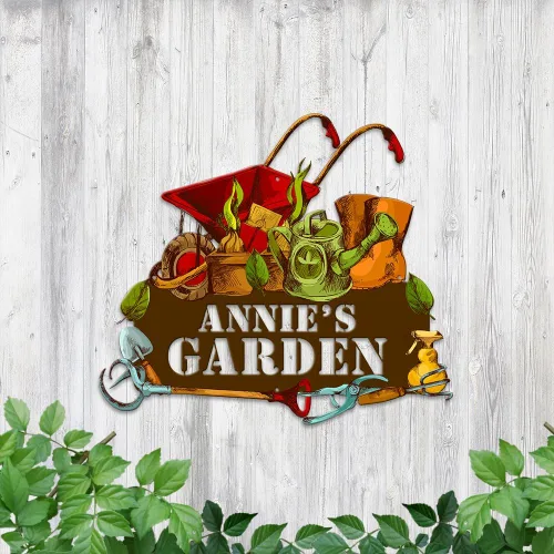 Vista 3 de MeMate Letreros de jardín, letreros de metal personalizados para jardín, letrero de jardín para personalizar, arte de pared con nombre personalizado