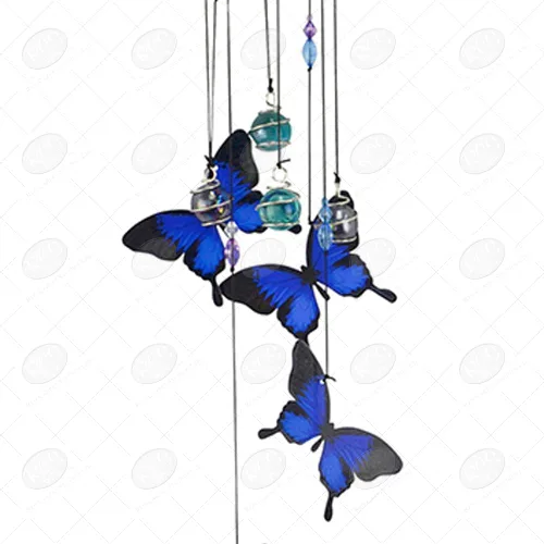 Vista 3 de Red Carpet Studios Windchimes - Campanilla de viento móvil en espiral de mariposa, 30 pulgadas de largo, color azul