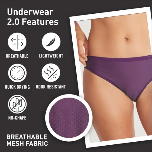 Vista 9 de ExOfficio Give-N-Go 2.0 - Calzones de bikini para mujer, transpirables, duraderos, de fácil cuidado, ropa interior de viaje