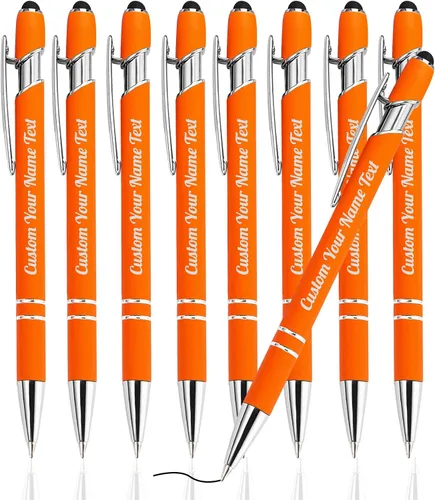 Vista 34 de Bolígrafo personalizado, 1 unidad, bolígrafo personalizado con logotipo de mensaje de nombre comercial grabado, lápiz digital de tinta negra suave