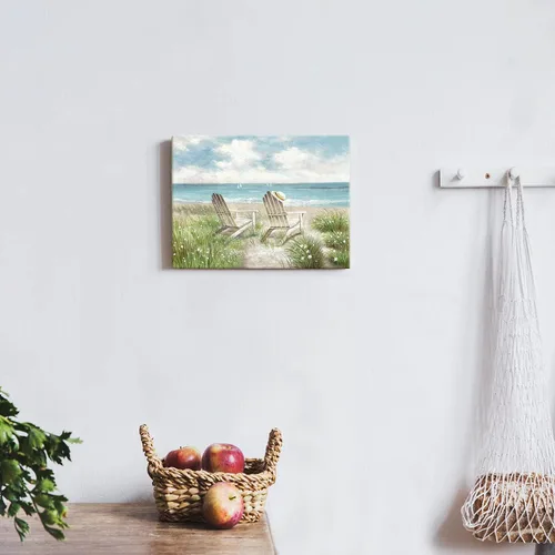 Vista 4 de SD SOFT DANCE Lienzo decorativo para pared de playa, paisaje marino, pintura costera para dormitorio (16 x 11 x 1 panel)