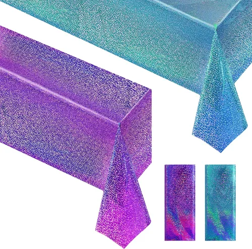 Vista 16 de Just Shimmer Mantel holográfico azul claro de 40" x 108" Decoración de fiesta rosa fuerte Día de San Valentín Fiesta de cumpleaños Decoración