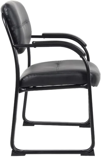 Vista 8 de Boss Office Products Silla lateral con base de trineo de cuero con brazos en negro