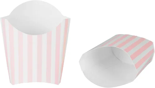 Vista 32 de Restaurantware Bio Tek - Taza de papas fritas desechables de 4.7 x 3.5 x 5.1 pulgadas, 100 vasos desechables para refrigerios, papel azul y blanco