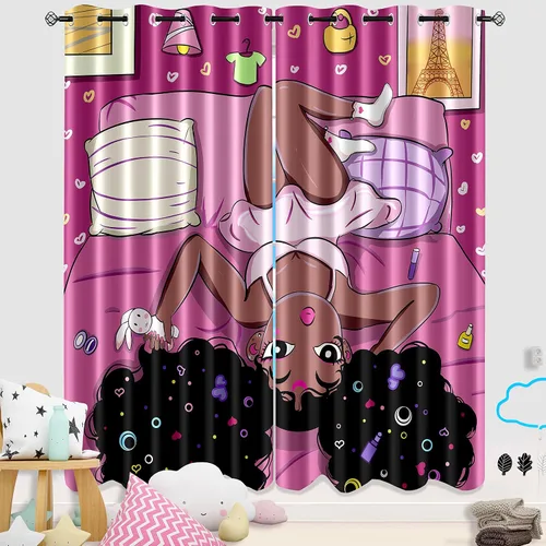 Vista 26 de Cortinas de Gato - Lindas Cortinas Opacas de Gato para Habitación de Niños Decoración Kawaii para Dormitorio de Niñas, 2 Paneles, 82 x 63 pulgadas