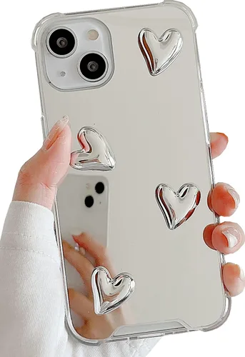 Vista 15 de Funda para iPhone 11, flexible, lindo corazón, silicona suave, transparente, espejo de maquillaje para mujeres y niñas, a prueba de golpes
