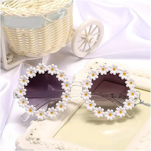 Vista 5 de Naimo Fashion - Gafas de sol redondas con decoración de perlas, protección contra los rayos UV, armazón de metal.