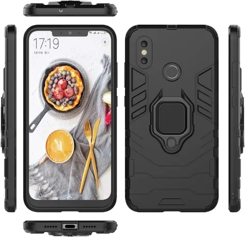 Vista 4 de Compatible con funda Xiaomi Mi 8, soporte de anillo de metal a prueba de golpes (funciona con soporte magnético para automóvil) Cubierta resistente