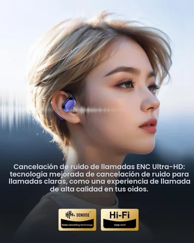 Vista 8 de AI Translator Earbuds Open-ear, 164 idiomas, traducción en tiempo real Azul