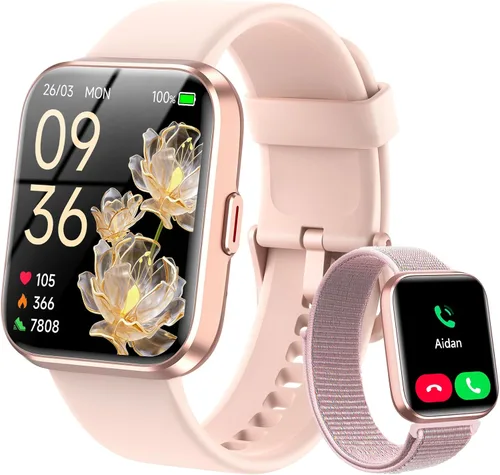 Vista 10 de Relojes inteligentes para mujeres y hombres, reloj inteligente Alexa HD de 1.83 pulgadas para Android y iPhone (llamadas/SMS/recordatorios), reloj