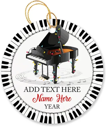 Vista 30 de Adorno de Navidad personalizado de acordeonista que toca acordeón, nombre personalizado y año, adorno de Navidad para acordeonista, instrumento