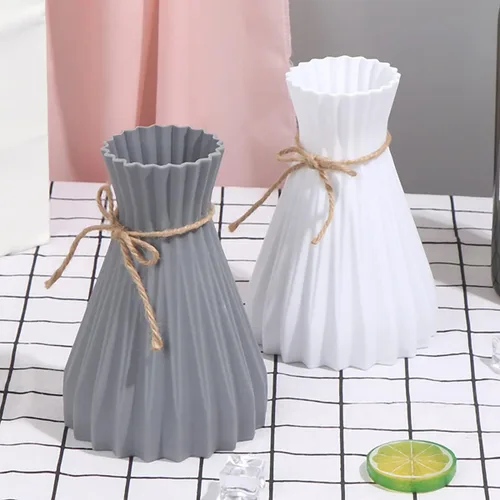 Vista 7 de Queenbox Jarrones de plástico plegables de papel de 4.7 x 7 pulgadas con cuerda, irrompible, geométrico, único, floreros artificiales para flores