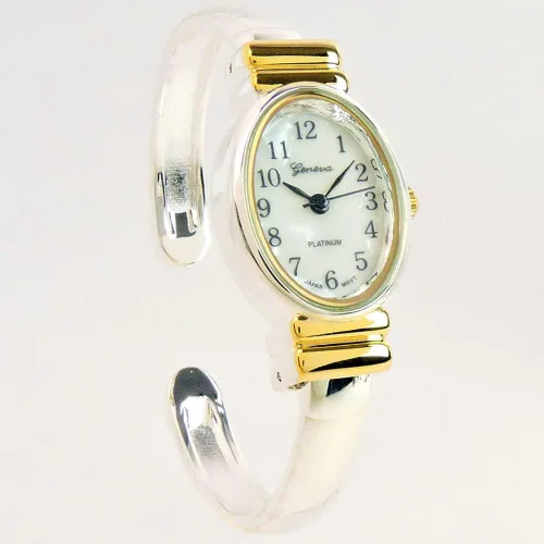 Vista 3 de STC 2Tone - Reloj de pulsera para mujer con banda de metal ovalada de tamaño pequeño