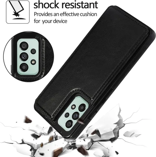 Vista 5 de UEEBAI Funda para Samsung Galaxy A53 5G, funda de cuero PU de lujo con [dos cierres magnéticos] [ranuras para tarjetas] Función de atril Durable A