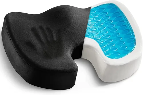 Vista 2 de Cojín de asiento de oficina en casa, cojín cómodo de espuma viscoelástica con gel refrescante infundido para alivio del dolor de coxis, espalda