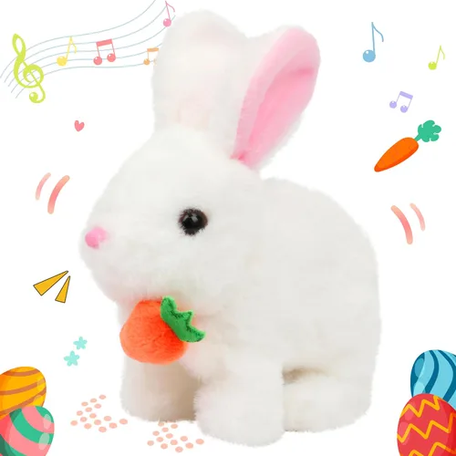 Vista 20 de Hopearl - Conejo saltarín con campana, interactivo, mascota electrónica de peluche con sonidos y movimientos, orejas que se mueven y nariz que se