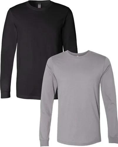 Vista 22 de Canvas Filmore 3501 - Camiseta de 4.2 onzas para hombre manga larga (1) Ceniza + (1) Jaspeado atlético
